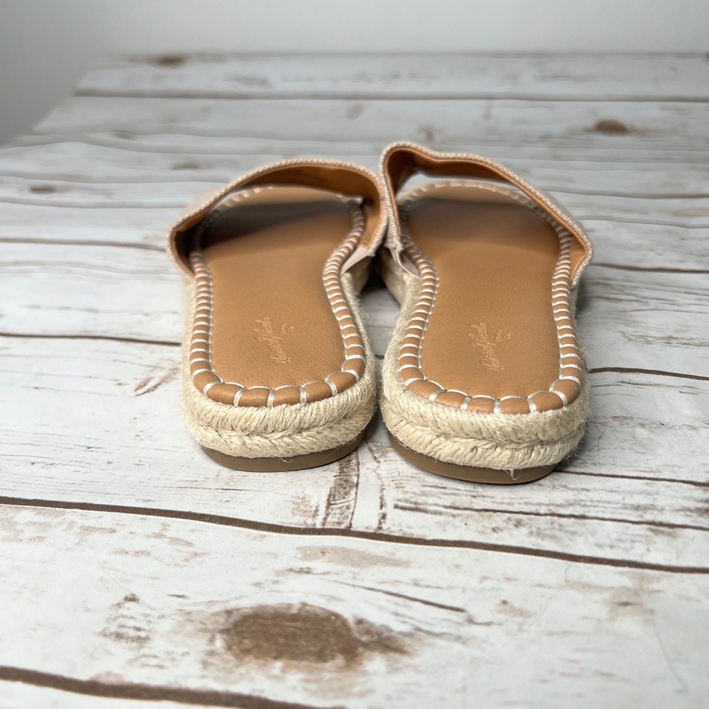 Universal Thread NWOT Slide Sandals Tan White Striped Espadrille Size 8 - Picture 4 of 7